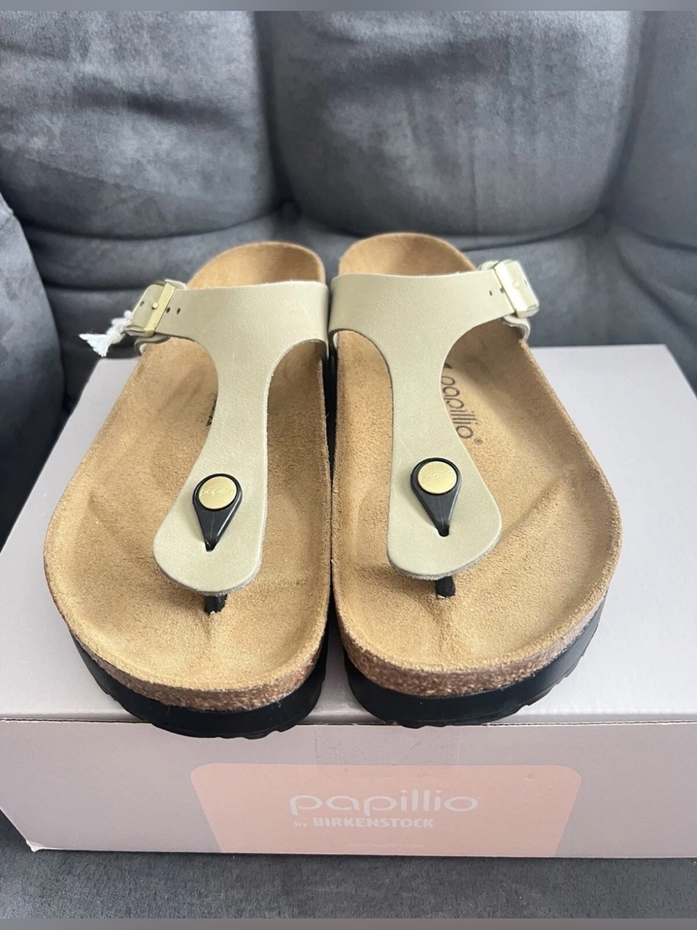 Birkenstock Papillio Gizeh eucalyptus Flex Vegan Leather Platform Sandals 36 - Picture 4 of 8